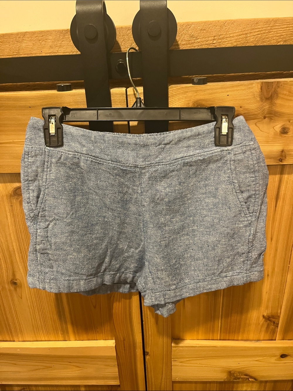 GAP Elastic Waist Light Blue Linen-Blend Women's Shorts with Pockets